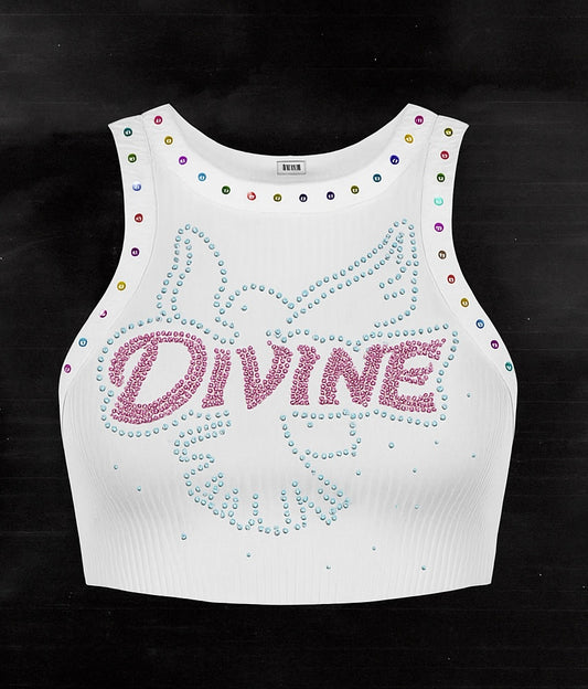 Divine Rhinestone Crop Tee